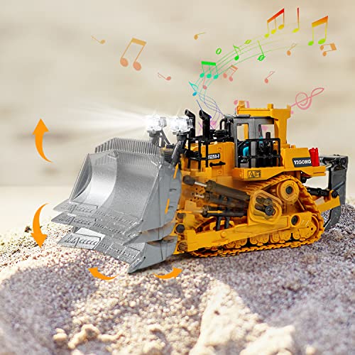 FUUY RC Bulldozer Construction Toy for Kids Ages 3 Year Old, Realistic Remote Control Bulldozer Metal RC Construction Vehicle Shovel Ripper RC Truck Building Toys for Boys 4-7 Year Old Birthday Gifts
