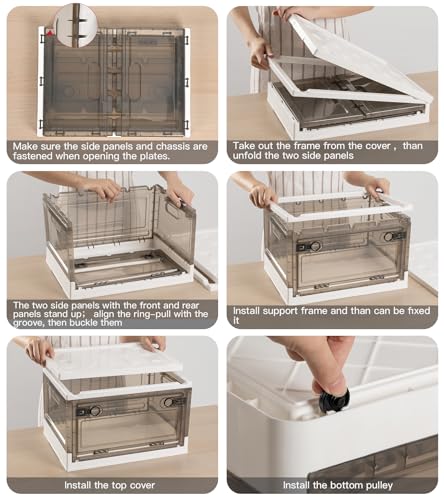 FORWOS Stackable Storage Bins 6.8 Gal, Collapsible Storage Bin, Lid Stackable Storage Bin, Small Closet Organizer for Home, Car Trunk, Camping Trips(2 Pack, 16 x 11.4 x 9.8'')