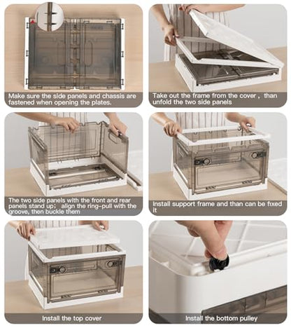 FORWOS Stackable Storage Bins 6.8 Gal, Collapsible Storage Bin, Lid Stackable Storage Bin, Small Closet Organizer for Home, Car Trunk, Camping Trips(2 Pack, 16 x 11.4 x 9.8'')