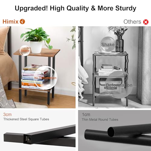 Himix End Tables Living Room Set of 2, Side Tables 2-Tier Bed Side Table/Night Stand, Living Room Furniture Bedside Tables Set for Sofa, Couch, Small Space, Bedroom, Garden, Office, Easy Assembly