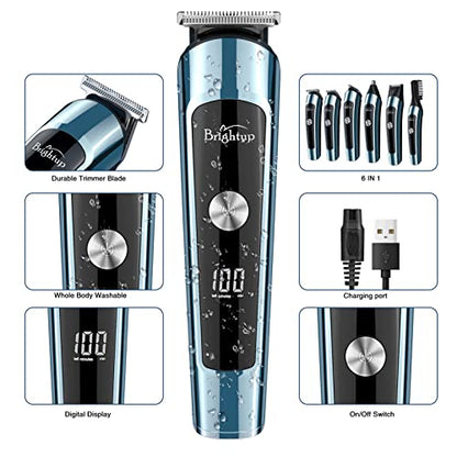 Brightup Beard Trimmer for Men, IPX7 Waterproof Beard Trimming Kit with Electric Razor, Hair Clippers, Hair Trimmer for Mustache Body Facial Nose Ear, FK-8788T