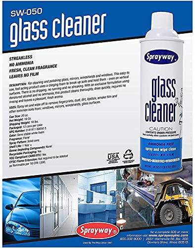 Sprayway Ammonia-Free Glass Cleaner, Foaming Action - Streakless Shine, 15 Ounce (Pack of 1)