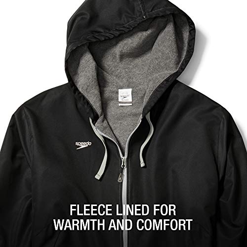 Speedo womens Parka Jacket Fleece Lined Team Colors Swimsuit, Speedo Black, Large US