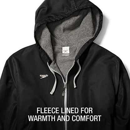 Speedo womens Parka Jacket Fleece Lined Team Colors Swimsuit, Speedo Black, Large US