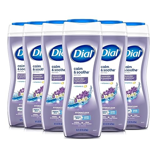 Dial Body Wash, Calm & Soothe Lavender & Jasmine Scent, 16 fl oz, Pack of 6