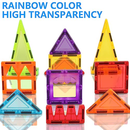 GEPER Magnetic Tiles Kids Toys, Toddler Girls & Boys Toys Age 4-5 6-8, Sensory Toys for Toddler 3-4, Magnet Toys Building Blocks for Toddler, STEM Preschool Learning Montessori Toys for 3+ Year Old
