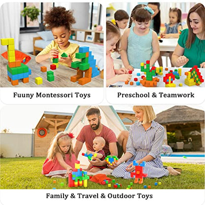 Large Magnetic Blocks for Toddler Toys, STEM Preschool Learning Sensory Montessori Outdoor Travel Building Toys Gifts for 3 4 5 6 Year Old Kids Boys Girls