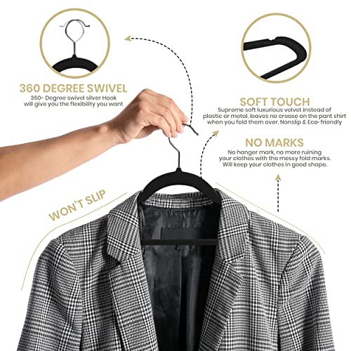 Utopia Home Premium Velvet Hangers 50 Pack - Non-Slip & Durable Clothes Hangers - Black Hangers with 360 Degree Rotatable Hook - Heavy Duty Coat Hangers