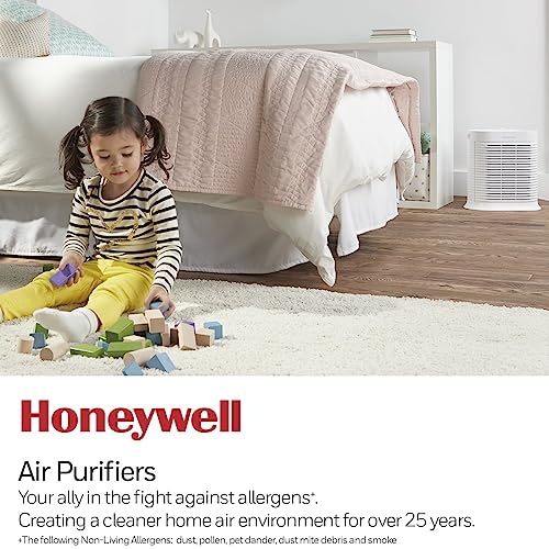 Honeywell HPA104 HEPA Air Purifier for Medium Rooms - Microscopic Airborne Allergen+ Reducer, Cleans Up To 750 Sq Ft in 1 Hour - Wildfire/Smoke, Pollen, Pet Dander, and Dust Air Purifier – White