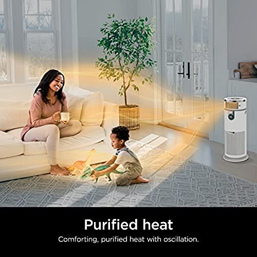 Shark HC502 3-in-1 Clean Sense Air Purifier MAX, Heater & Fan, HEPA Filter, 1000 Sq Ft, Oscillating, Large Rooms, Kitchens, Captures 99.98% of Particles for Clean Air, Dust, Smoke & Allergens, White