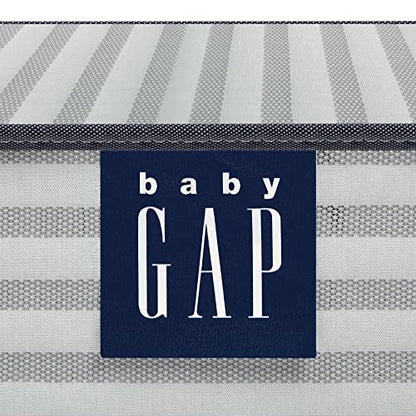 babyGap by Delta Children Charlie 6-in-1 Convertible Crib TrueSleep Crib and Toddler Mattress Legacy 3 Drawer Dresser (Bundle), Grey