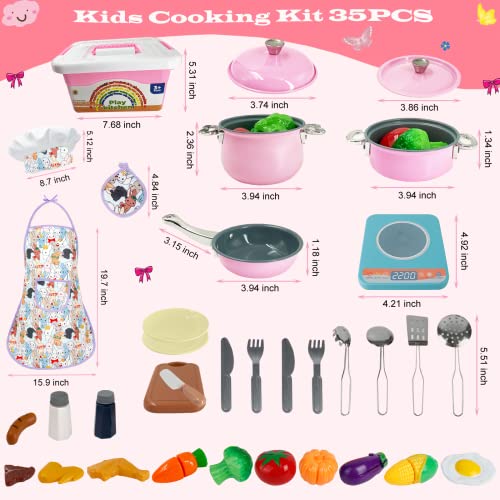 Holycco Kids Toy Kitchen Accessories, Toddler Kitchen Set for Kids with Play Pots, Play Kitchen Accessories Toy Gifts for Ages 3 4 5 6-8 Years, Kids Kitchen Playset, Play Kitchen Toys for Girls Boys