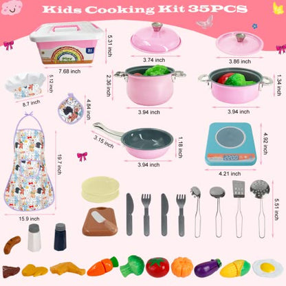 Holycco Kids Toy Kitchen Accessories, Toddler Kitchen Set for Kids with Play Pots, Play Kitchen Accessories Toy Gifts for Ages 3 4 5 6-8 Years, Kids Kitchen Playset, Play Kitchen Toys for Girls Boys
