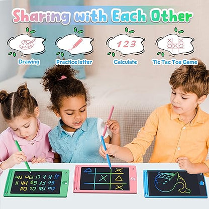 FLUESTON Toys LCD Writing Tablet Toddler,Toys for Boys Girls 3 4 5 6 7 8year,8.8 Inch 3pcs in 1 Pack Drawing Pad Toy Christmas Birthday Gifts for Kids,Drawing Tablet Doodle Board Cute Dinosaur Unicorn
