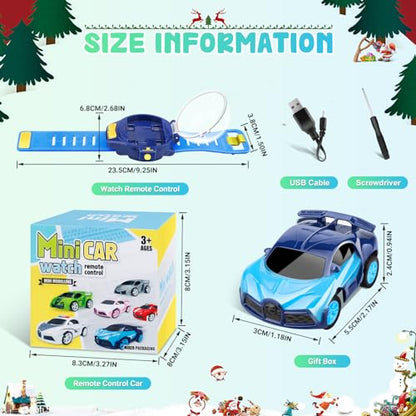 M&HONG Mini Remote Control Car Watch Toys, 2023 New 2.4 GHz Cartoon RC Watch Racing Car, USB Charging Remote Control Car, Cute Watch Car Toy Cartoon RC Car Gift for 3-12 Years Old Boys and Girls