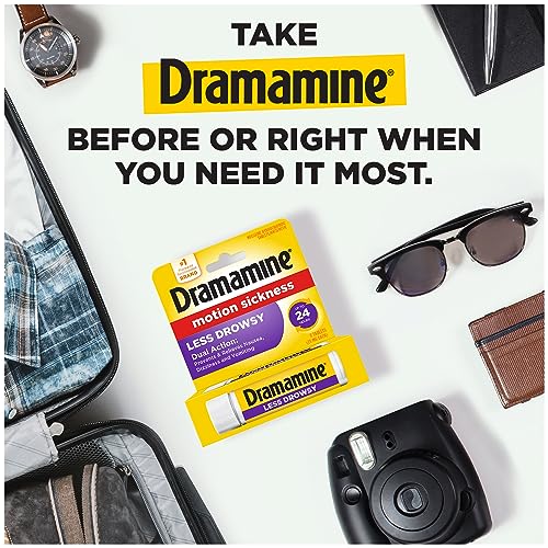 Add 3 To Your Cart! Dramamine Motion Sickness Relief Less Drowsey Formula, 24 Count