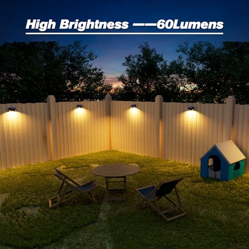 Aulanto Solar Fence Lights 4 Pack, 60 Lumen Warm White and Cool White, Solar Lights Outdoor IP67 Waterproof for Fence, Outdoor Lighting Decor for Backyard,Garden,Fence,Wall,Deck Railing,Stairs.