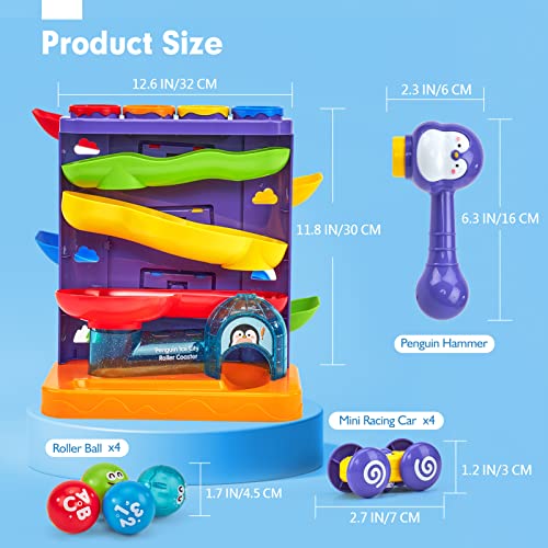 Toddler Toys for 1 Year Old Boy Birthday Gift 2 in 1 Pound Ball Toy & Car Ramp Race Track Learning Active Early Developmental Montessori Toys for 1-Year-Old Birthday Gifts for 1 2 3 Year-Old Boy Girl