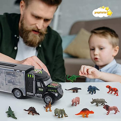 yoptote Dinosaur Toys for Kids 3-5 Kids Toys for 2 3 4 5 Year Old Children Dinosaur Toys for Boys Age 2 3 Year Old Boy Girl Car Trucks with Mat Easter Birthday Gifts Toys for 2 3 4 5 6 Year Old