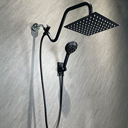 8 inch Rain Shower Head with Handheld Spray, Metal High Pressure Rainfall Shower Head with Handheld Combo with 13 inch Extension Shower Arm,Rain Shower and Handheld Separately or Dual Spray