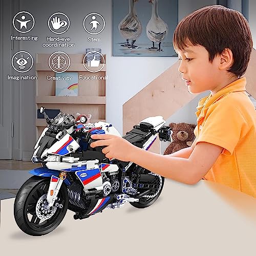 WINNER SPACE 1/6 Racing Motorcycle Toy Building Blocks Kit, Stem Bricks Sets,Toys for Boys & Adults,Build A Model Motorcycle,Suspension (819 Pieces)