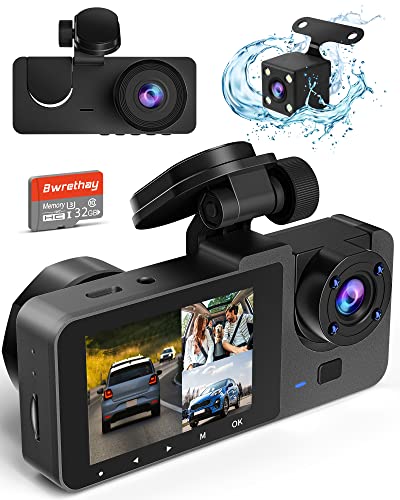 Dash Cam Front and Rear Inside, 4K/2.5K Full HD Dash Camera for Cars with Free 32GB SD Card,Built-in Super Night Vision,170°Wide Angle,WDR, Loop Recording, 24H Parking Mode
