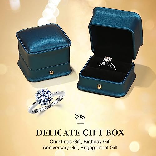 Turandoss Moissanite Solitaire Rings for Women, D Color VVS1 Clarity Lab Created Diamond Engagement Rings 14K White Gold Vermeil 4 Prong Knife Edge Moissanite Ring for Women Anniversary Jewelry Gifts