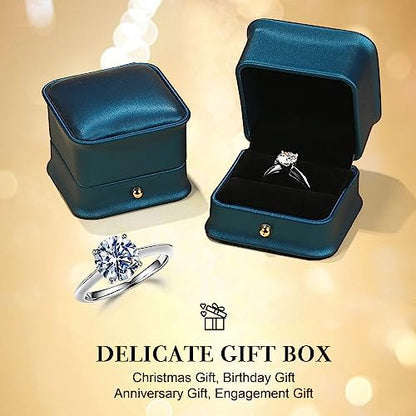 Turandoss Moissanite Solitaire Rings for Women, D Color VVS1 Clarity Lab Created Diamond Engagement Rings 14K White Gold Vermeil 4 Prong Knife Edge Moissanite Ring for Women Anniversary Jewelry Gifts