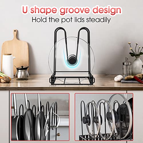 G-TING Pot Rack Organizers, 8 Tiers Pots and Pans Organizer for Kitchen Organization & Storage, Adjustable Pot Lid Holders & Pan Rack for Kitchen, Lid Organizer for Pots and Pans With 3 DIY Methods…