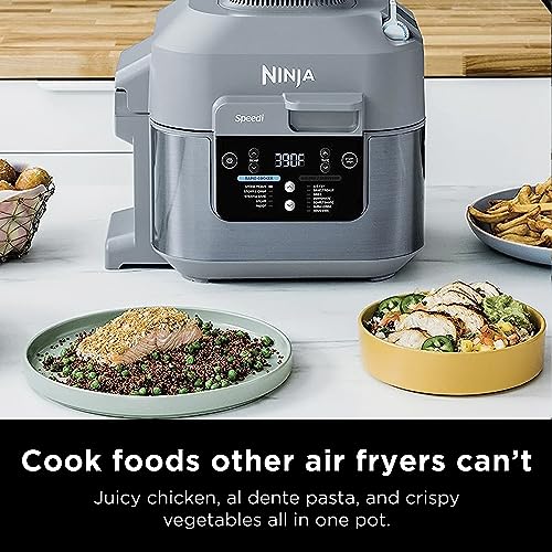 Ninja SF301 Speedi Rapid Cooker & Air Fryer, 6-Quart Capacity, 12-in-1 Functions to Steam, Bake, Roast, Sear, Sauté, Slow Cook, Sous Vide & More, 15-Minute Speedi Meals All In One Pot, Sea Salt Gray