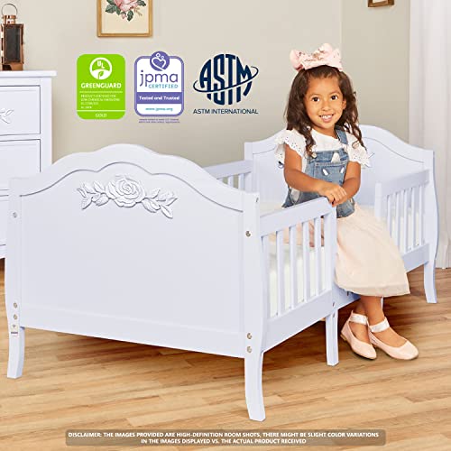 SweetPea Baby Rose 3-in-1 Convertible Toddler Bed in Lavender, Greenguard Gold Certified, JPMA Certified, Safety Rails, Made of Sustainable New Zealand Pinewood