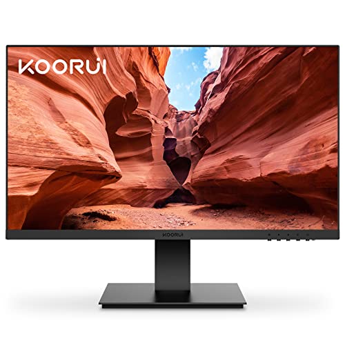 KOORUI 24 Inch Monitor, Full HD 1080p VA LED Computer Monitor, 75Hz FHD 1920 x 1080 Ultra Slim Desktop PC Monitor with HDMI, VGA, 75 x 75 mm VESA Mountable, Black