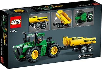 LEGO Technic John Deere 9620R 4WD Tractor Toy 42136 Building Toy - Collectible Model with Trailer, Featuring Realistic Details, Construction Farm Toy for Kids Ages 8+