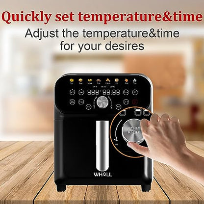 WHALL Air Fryer, 5.8QT Air Fryer Oven with LED Digital Touchscreen, 12-in-1 Cooking Functions Air fryers, Dishwasher-Safe Basket, Stainless Steel/BS