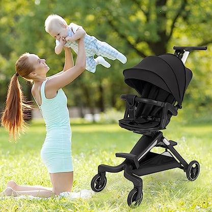 Convenience Stroller Lightweight Stroller Fold Compact Travel Stroller Multiposition Recline, One-Hand Fold Baby Stroller, Cup Holder, Raincover Included