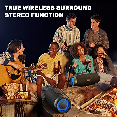 Ortizan Bluetooth Speakers Loud, 80W Powerful Sound and Monstrous Bass, IPX7 Waterproof/True Wireless Stereo/Power Bank/Pro EQ/DSP/LED Lights/12H Playtime, Portable Outdoor Speaker for Party, Camping