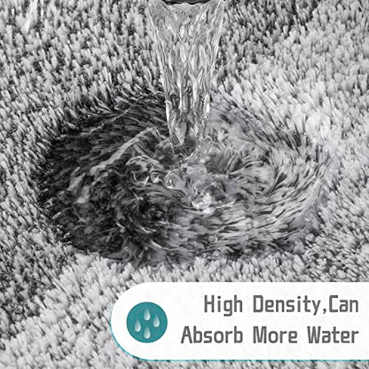 Yimobra Bathroom Rugs Mat, Luxury Soft Comfortable Plush Absorbent Microfiber Bath Rugs, Extra Thick Non Slip Shaggy Shower Rug, Machine Wash, Bath Carpet for Bathroom Floor, Tub, 24"x17", Grey