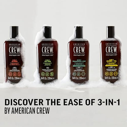 American Crew Shampoo, Conditioner & Body Wash for Men, 3-in-1, Tea Tree Scent, 8.4 Fl Oz
