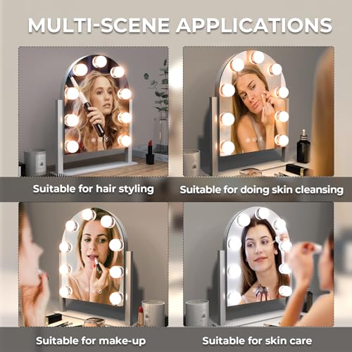 ZL ZELing Makeup Mirror with Lights,Vanity Mirror with Smart Touch Control,3 Color Modes, Dimmable Light,360° Rotation