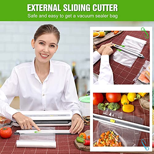 Vacuum Sealer Machine, Food Vacuum Sealer with Powerful Suction | Slim Design | Easy to Use | Led Indicator Lights for Sous Vide, Meal Prep, w/Starter Kits for Vacuum Seal Container