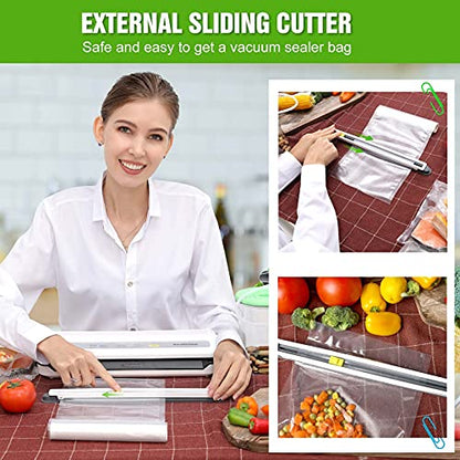 Vacuum Sealer Machine, Food Vacuum Sealer with Powerful Suction | Slim Design | Easy to Use | Led Indicator Lights for Sous Vide, Meal Prep, w/Starter Kits for Vacuum Seal Container