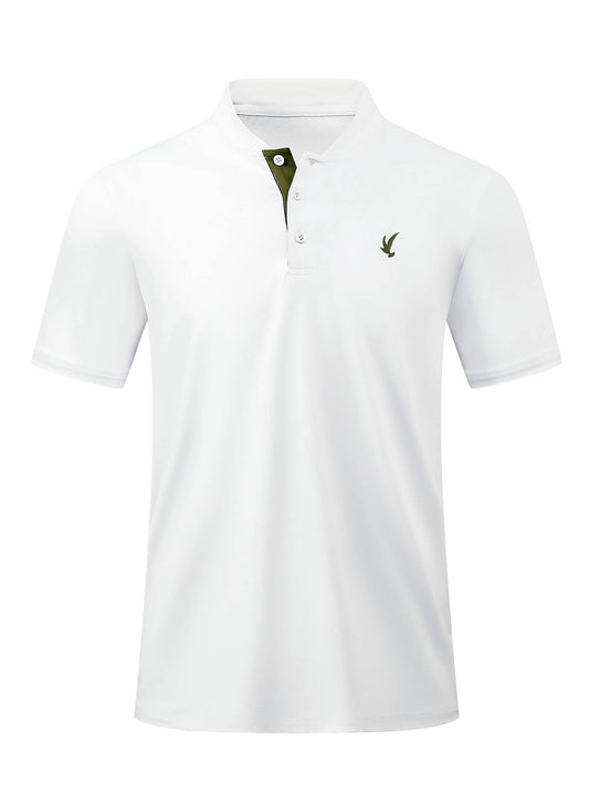 JMIERR Polo Shirts for Men Summer Quick Dry Casual Short Sleeve Button Up Fishing Work Golf Tshirt, L, White