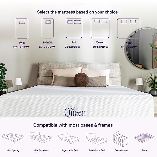 NapQueen 8 Inch Bamboo Charcoal Twin Size Medium Firm Memory Foam Mattress, Bed in a Box