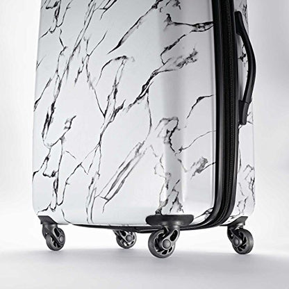 American Tourister Moonlight Hardside Expandable Luggage with Spinner Wheels, Marble, Checked-Large 28-Inch