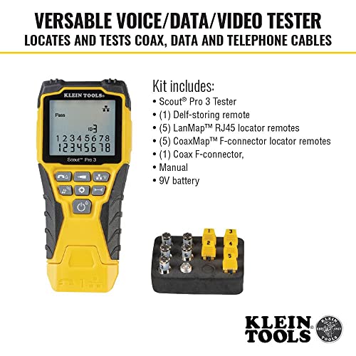 Klein Tools The Scout Pro 3 Tester Starter Kit is a versatile cable tester that locates and tests voice, data and video cables.