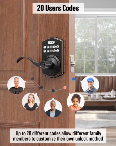 TEEHO Keyless Entry Electronic Door Locks with Keypads - Deadbolt Smart Lock - Front Door Lock Set with Door Levers - Auto Lock - Easy Installation - Oil-Rubbed Bronze