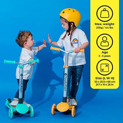 Yvolution Y Glider Air Scooter for Kids, 3 Wheel Scooter for Toddlers 4 Adjustable Height Glider with Kick Scooters, Lean to Steer with LED Flashing Light for Children Ages 3+ Years Old (Green)