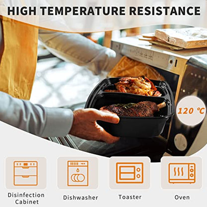 JUJEKWK Meal Prep Containers 50 Pack, 2 Comparment Storage Container with 32 Oz, Food Grade Container, BPA Free,Stackable, Microwave/Dishwasher/Freezer Safe