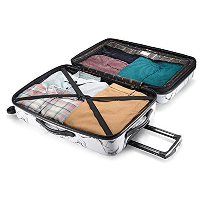 American Tourister Moonlight Hardside Expandable Luggage with Spinner Wheels, Marble, Checked-Large 28-Inch