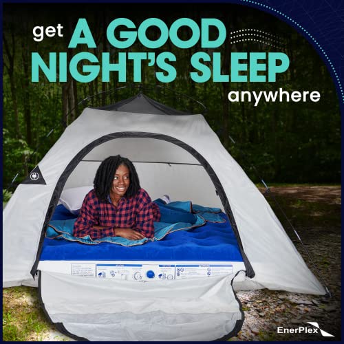 EnerPlex Camping Air Mattress with Built in Pump - Queen Blow Up Mattress for Travel & Guests - Portable Bed for Adults and Kids - Blue